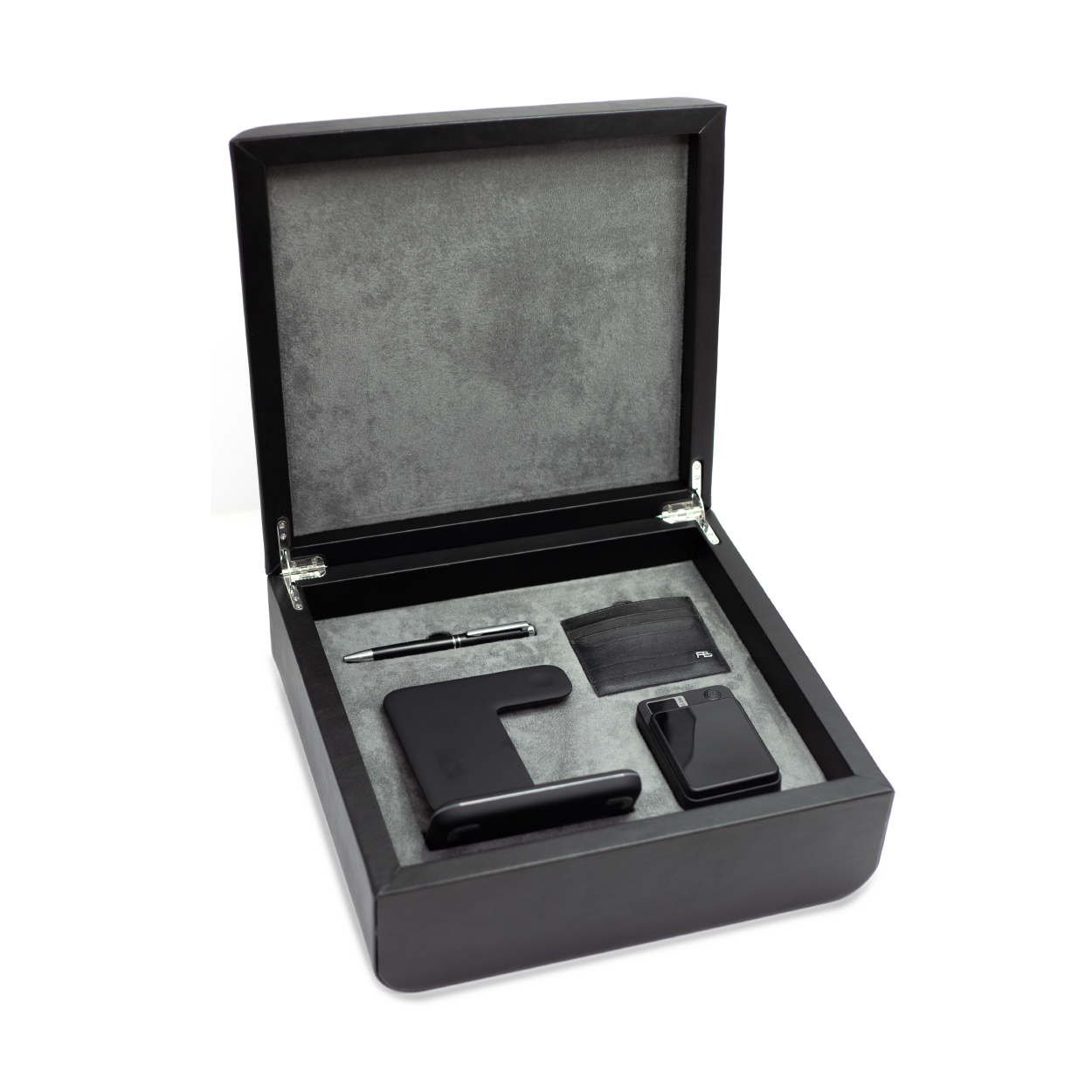 Gift set includes: – Elegant notebook featuring premium-quality finishes. – High-capacity 10,000mah power bank with an elegant design. – Executive pen crafted with sophistication for professionals. – Luxurious & heavyweight PU leather box. -Packaged in a sophisticated and timeless box.