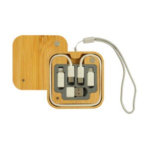 BamBlit — All-in-One Charging Cable Set with Square Bamboo Case