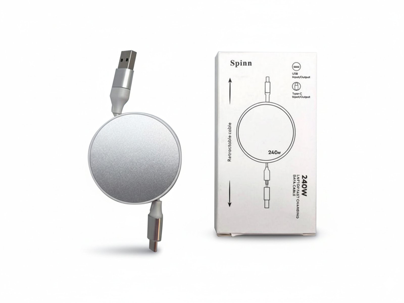 Spinn — 240W Retractable Laptop Fast Charging Cable - Image 3