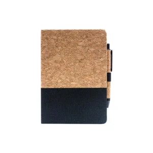 Volaris | 11466BK Cork cover Notebook and Wheat straw Pen Black