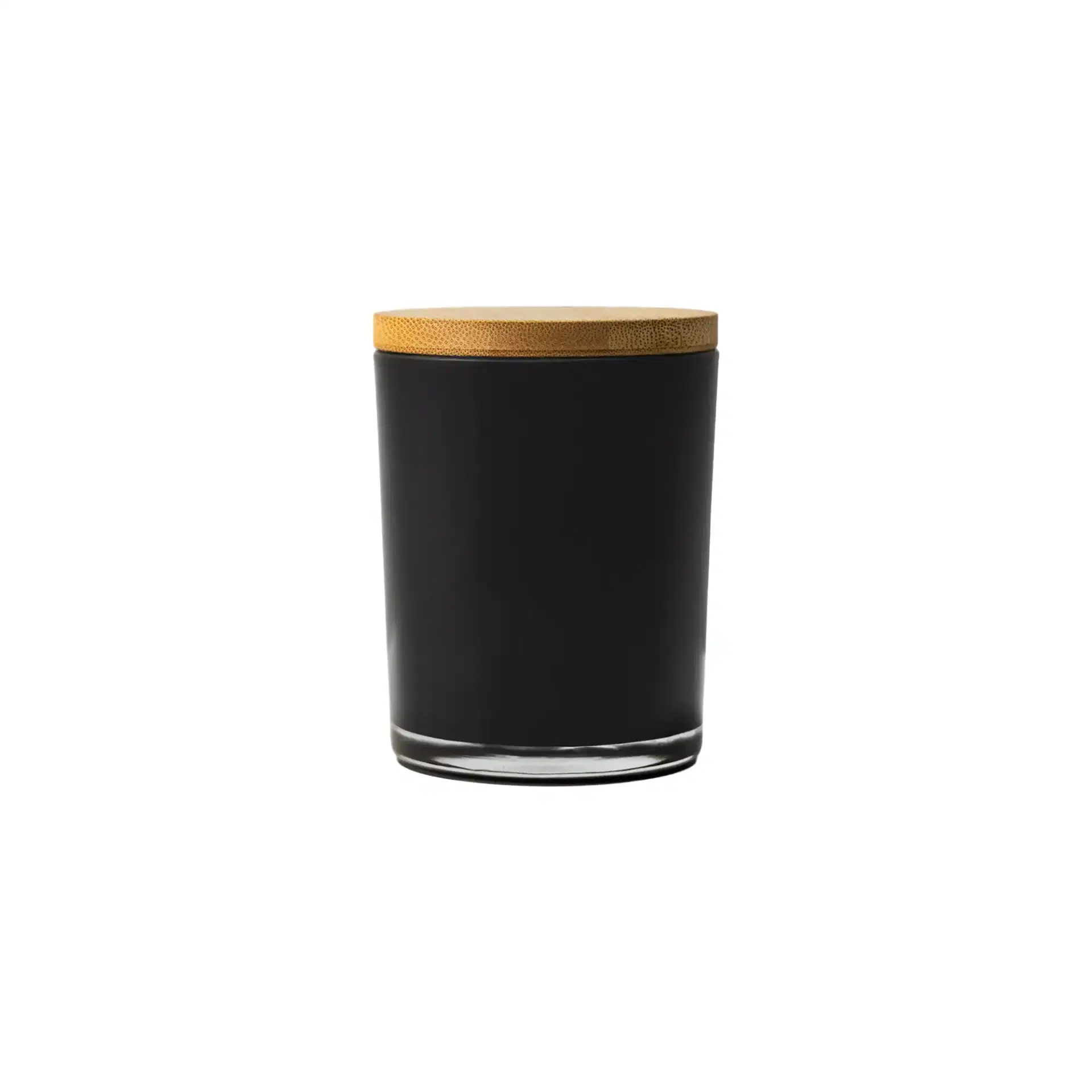 LUMORA | 11647BK Frosted Glass Scented Candle with Bamboo Lid Black - Image 3