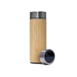 TIMBLO | 11594 Bamboo Thermos Bottle with Digital Temperature Display