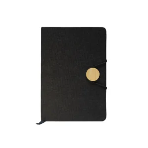 BAMBEG | 11641BK RPET + Bamboo Button Notebook – Dual-Tone Executive Journal Black
