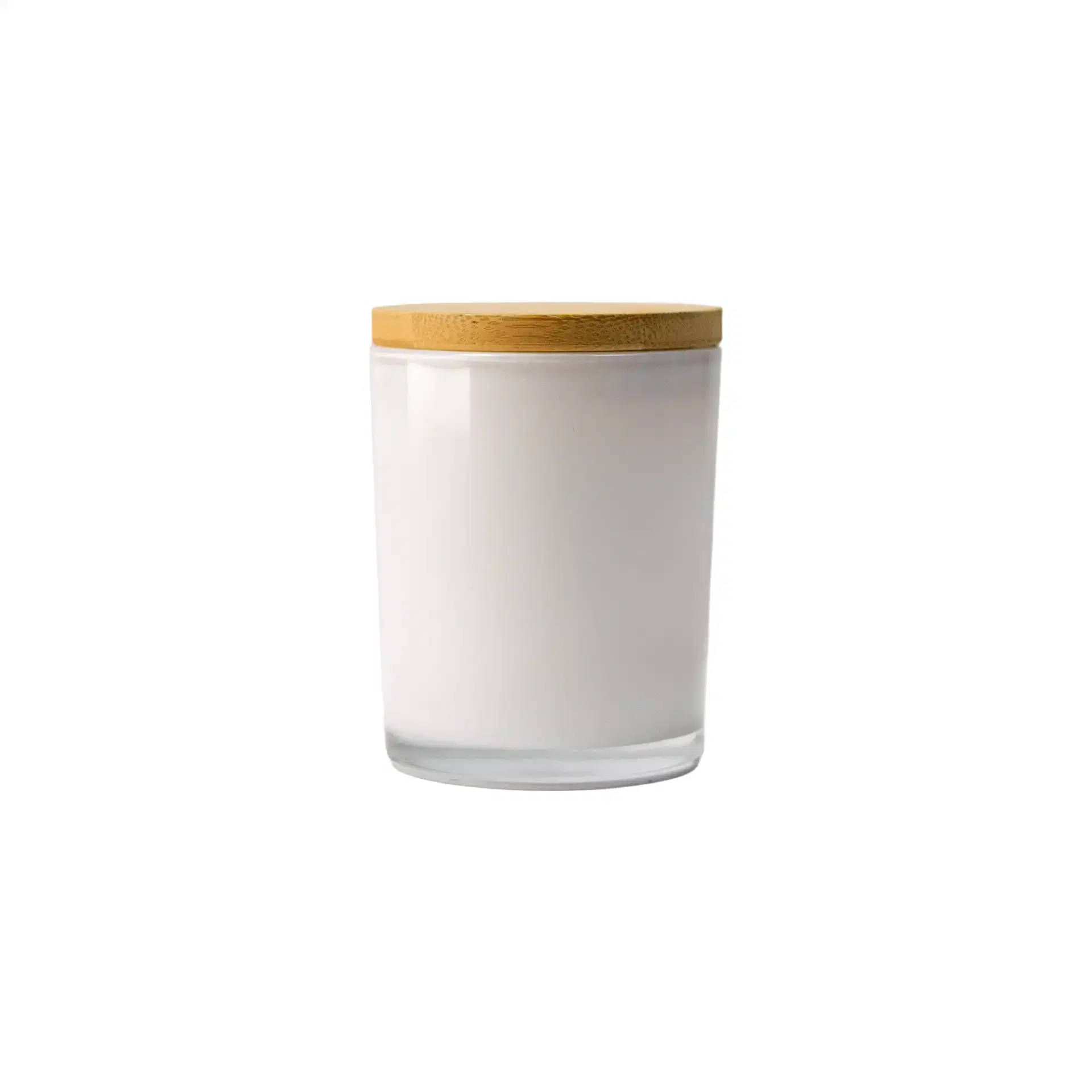 LUMORA | 11647WT Frosted Glass Scented Candle with Bamboo Lid White - Image 3