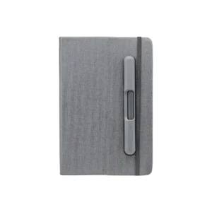 ZENRIX | 11642GR PU + RPET Look Notebook with Mobile Pen Holder Gray