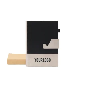 ZERIX | 11649BK Dual Tone A5 Black Notebook with Detachable Mobile Stand