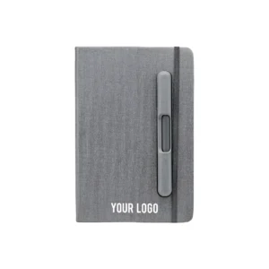 ZENRIX | 11642GR PU + RPET Look Notebook with Mobile Pen Holder Gray