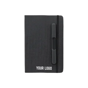 ZENRIX | 11642BK PU + RPET Look Notebook with Mobile Pen Holder Black