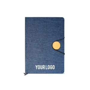BAMBEG | 11641BL RPET + Bamboo Button Notebook – Dual-Tone Executive Journal Blue