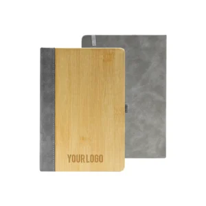 Ecovin | 11627GR Promotional PU Notebook with Bamboo Finish Gray