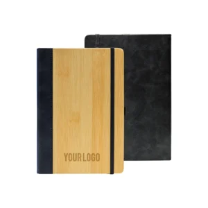 Ecovin | 11627BK Promotional PU Notebook with Bamboo Finish Black