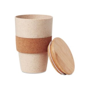 Wheat Straw Cup with Bamboo Lid & Cork Grip BFC05B