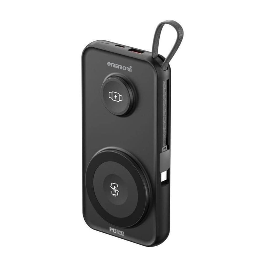 ROTTERDAM - @memorii® 10,000mAh Universal Wireless Powerbank with inbuilt cables - Black - Image 5