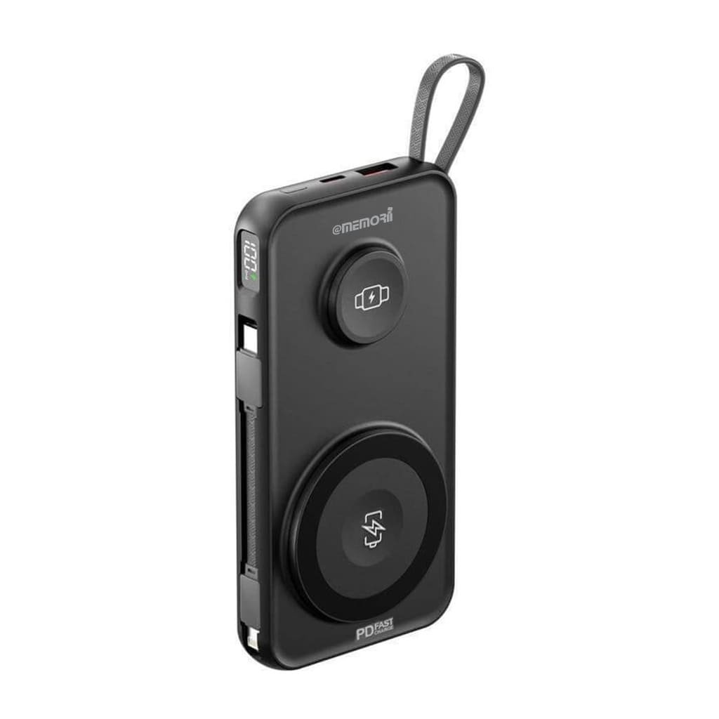 ROTTERDAM - @memorii® 10,000mAh Universal Wireless Powerbank with inbuilt cables - Black - Image 6