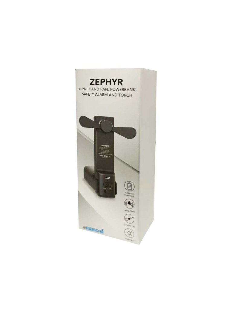 ZEPHYR - @memorii 4-in-1 Fan Powerbank, Safety Alarm & Torch - Black - Image 2