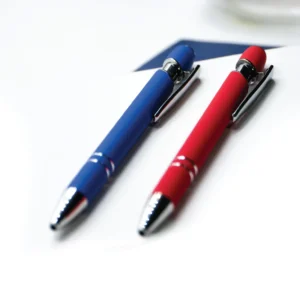 Gox | 11311BL Metal Pen With Silver Ring And Stylus Blue