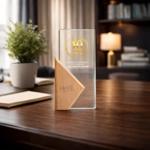 Blitz | 11484 Rectangle Wooden Crystal Trophy