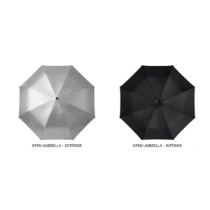 SX01 | 11657 Ultra-Slim Metallic Silver Travel Umbrella – UV & Rain Protection
