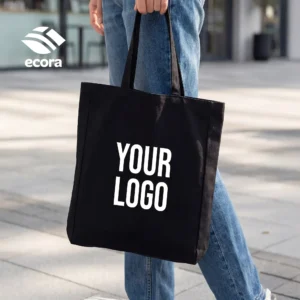 Veiro | 11665BK Ecora Premium Canvas Shopping Bag with 8 cm Gusset — Black 230 GSM