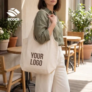 Toto | 11667NR Ecora Canvas Shoulder Tote Bag with 13 cm Gusset — 220 GSM Natural