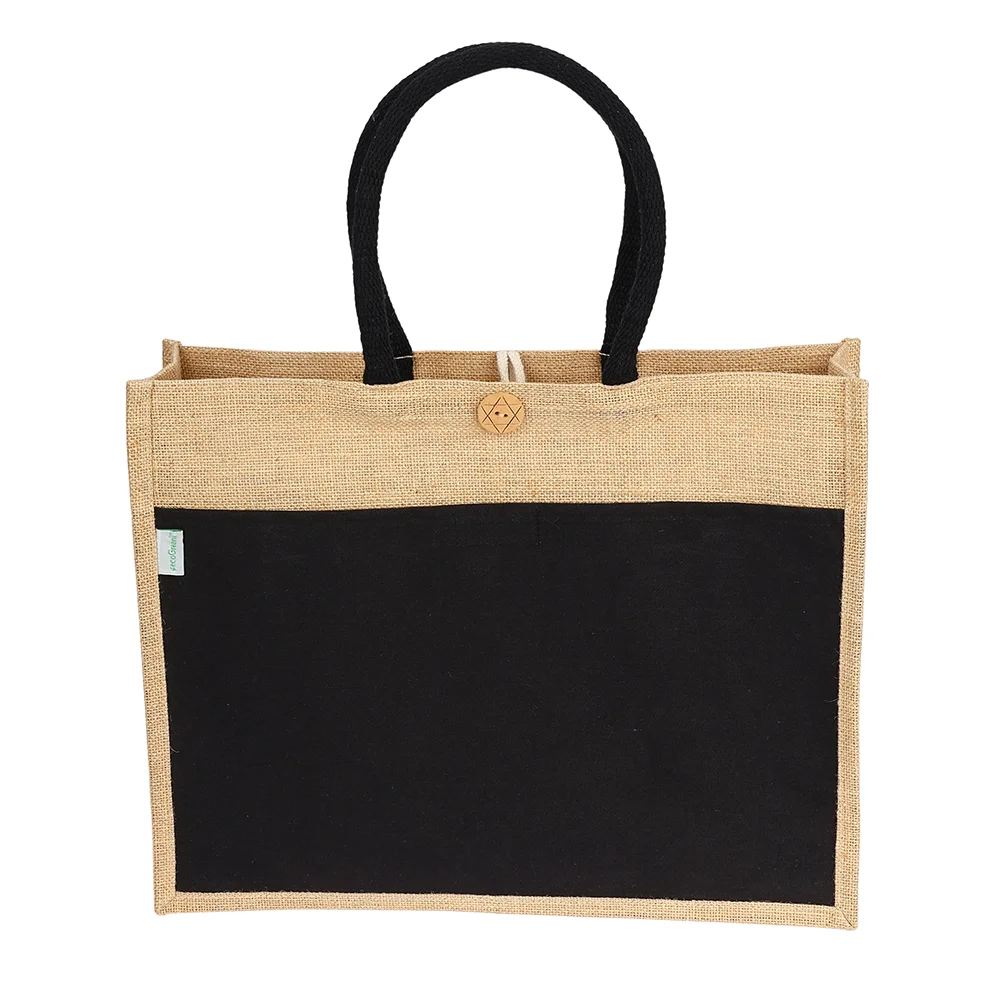 Jute canvas bag 225gsm BLACK - Image 3
