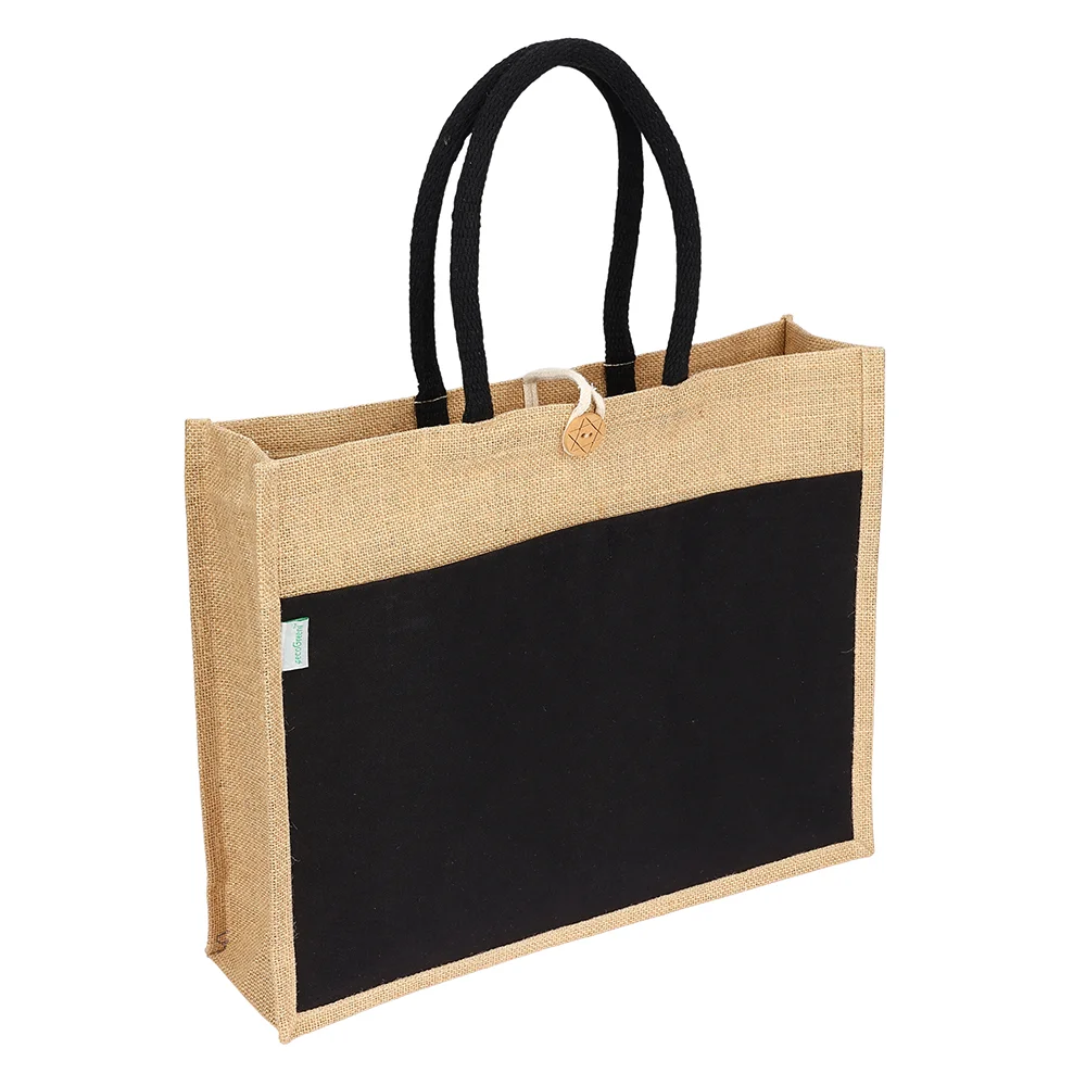 Jute canvas bag 225gsm BLACK - Image 4