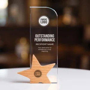 Veloz | 11476 Crystal Award With Wooden Star Base