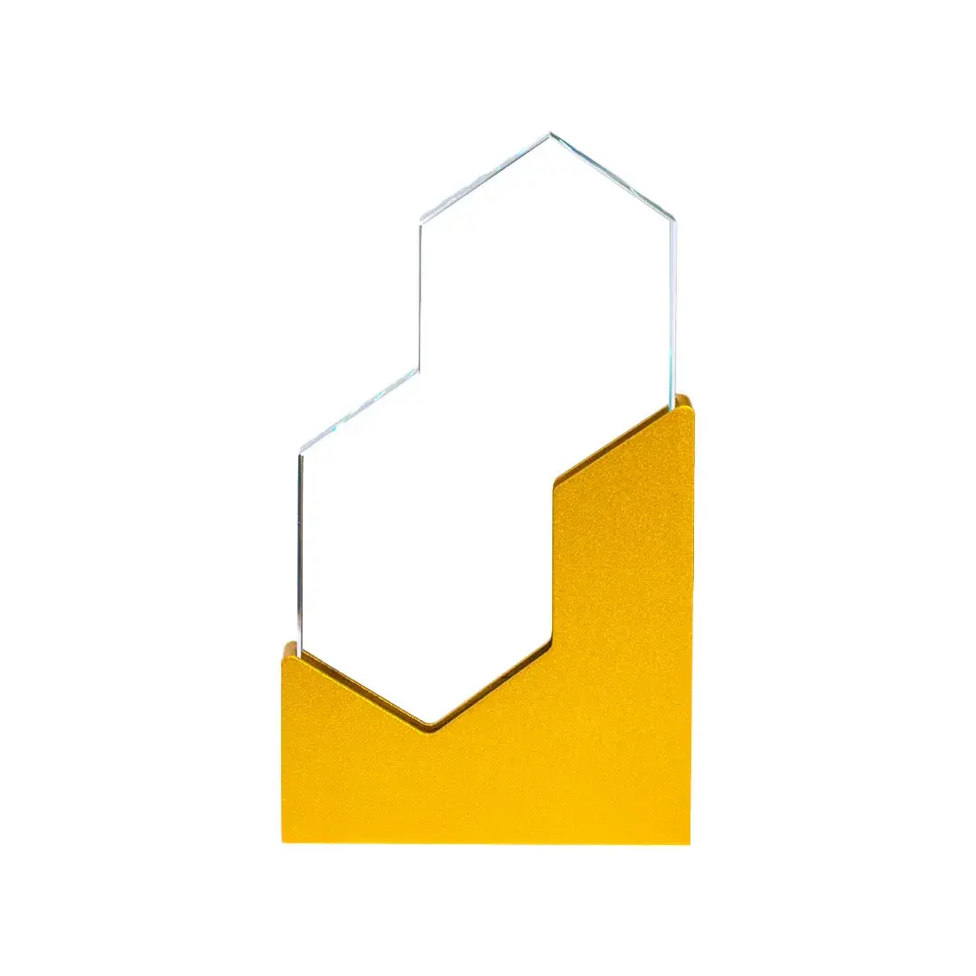 Oxen | 11573 Trophy Metal Glass Hexagon shape - Image 3