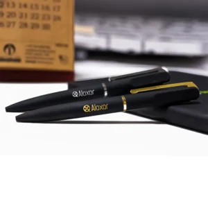 Aloxar | 11376BKGL Black Metal pen with Rubberized barrel Gold