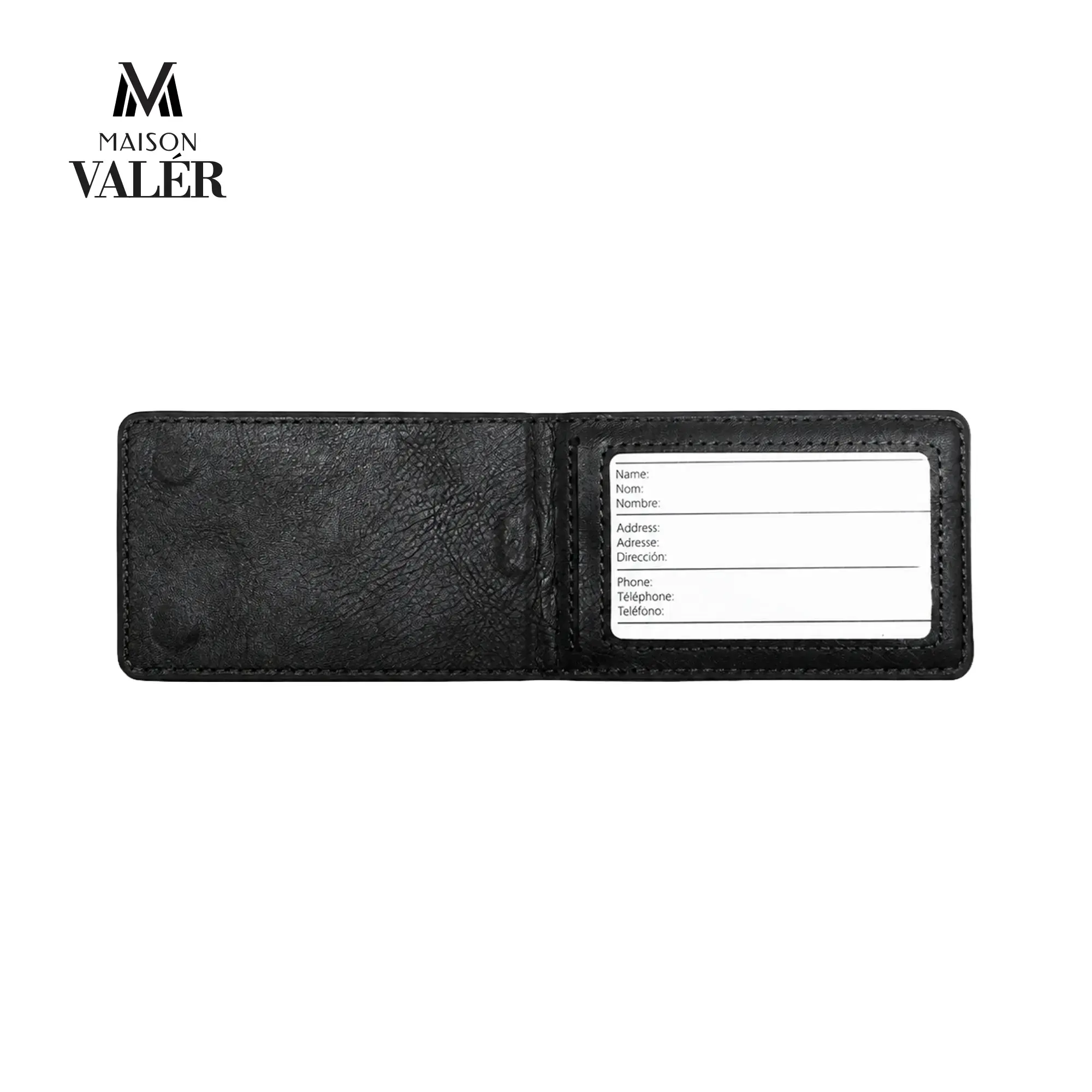 LETHEG | 11658BK Premium Leather Luggage Tag Black - Image 3