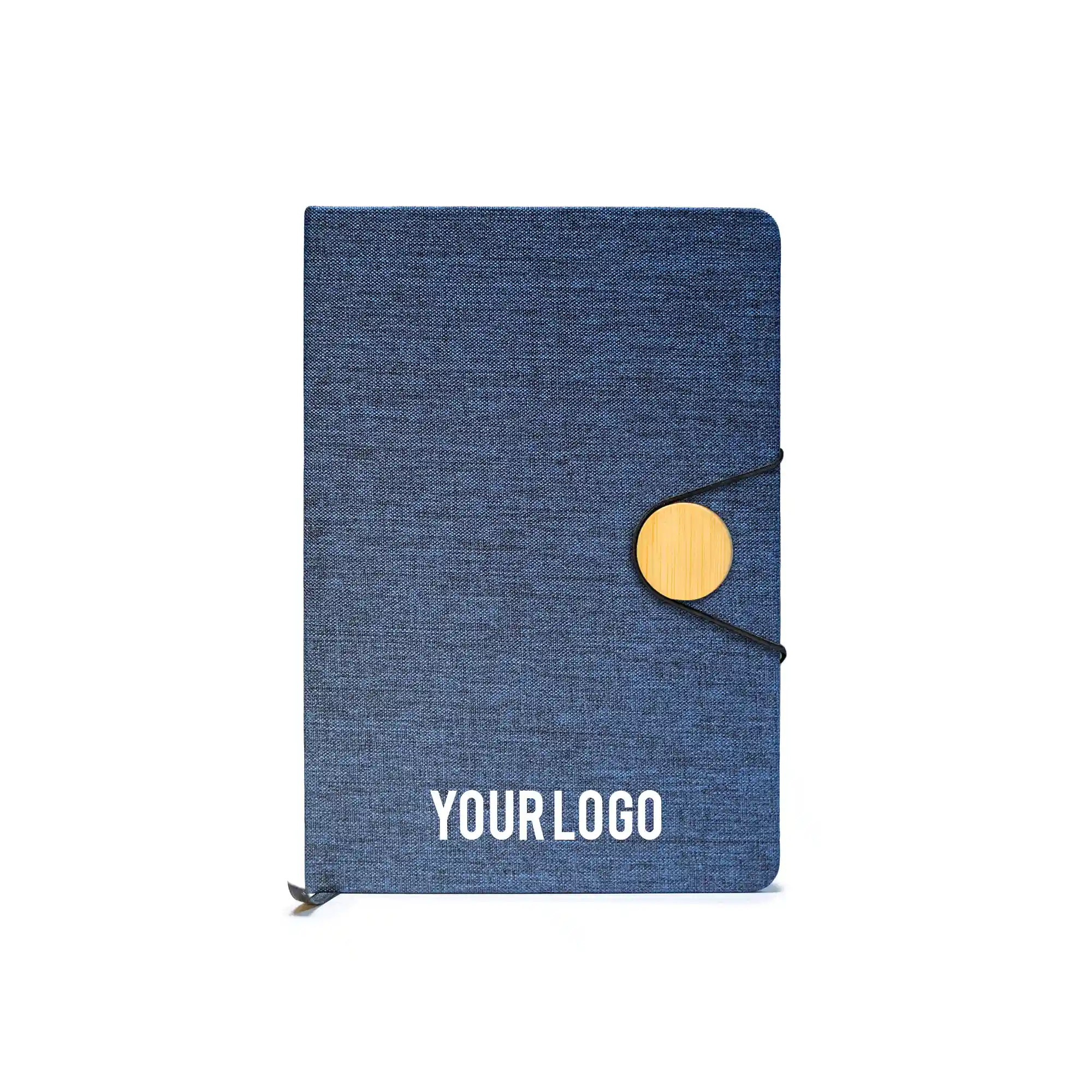 BAMBEG | 11641BL RPET + Bamboo Button Notebook – Dual-Tone Executive Journal Blue - Image 4