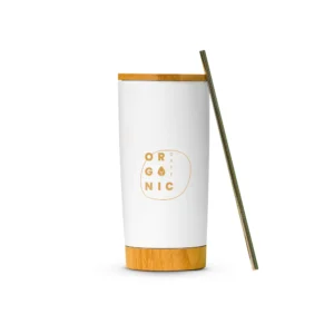 Zhú-Gōng | 11519WT Stainless Steel Tumbler With Bamboo Lid And Base White