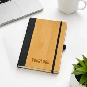 Ecovin | 11627BK Promotional PU Notebook with Bamboo Finish Black