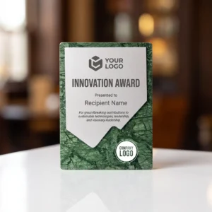 STAARC | 11595GN Green Stone Plaque Award with Metal Plate