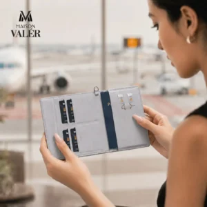 LEPORT | 11662GR Premium Leather Travel Wallet & Passport Holder Gray