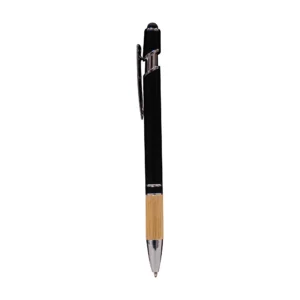 Unkox | 11505BK Metal Pen With Stylus and Bamboo Grip Black