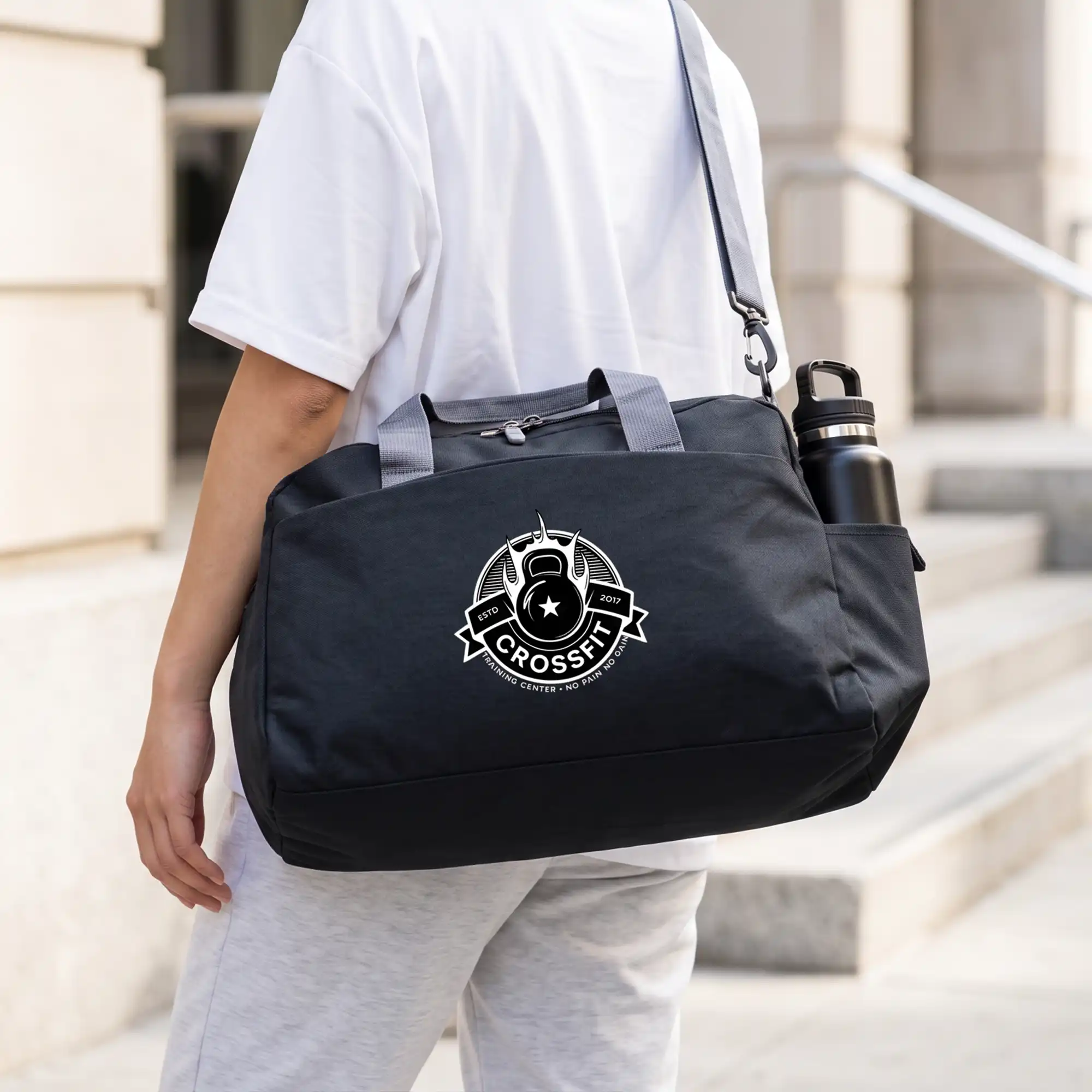 Wexat | 11477BK Duffle Bag with front and side pocket Black - Image 5