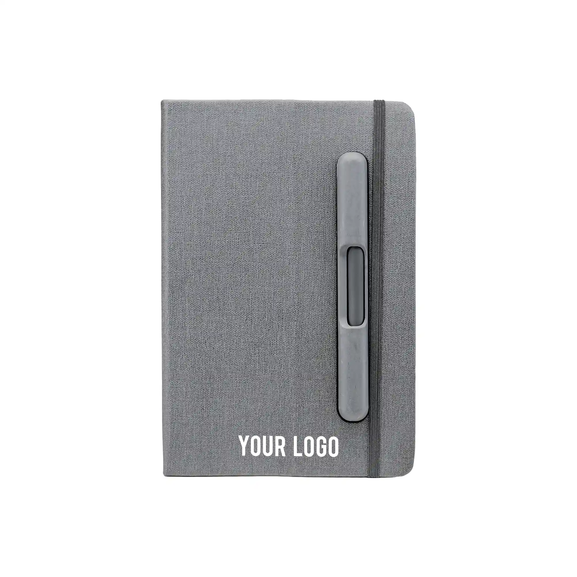 ZENRIX | 11642GR PU + RPET Look Notebook with Mobile Pen Holder Gray - Image 4