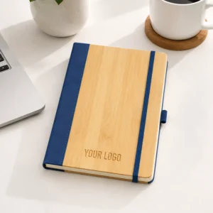 Ecovin | 11627BL Promotional PU Notebook with Bamboo Finish Blue