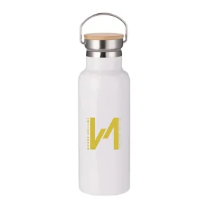 Gerlin | 11280WT Insulated Bottle With Bamboo Cap White