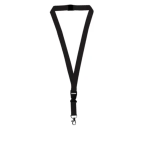 Lanyix | 11137BK Lanyard With Buckle Metal Hook And Safety Clip Black