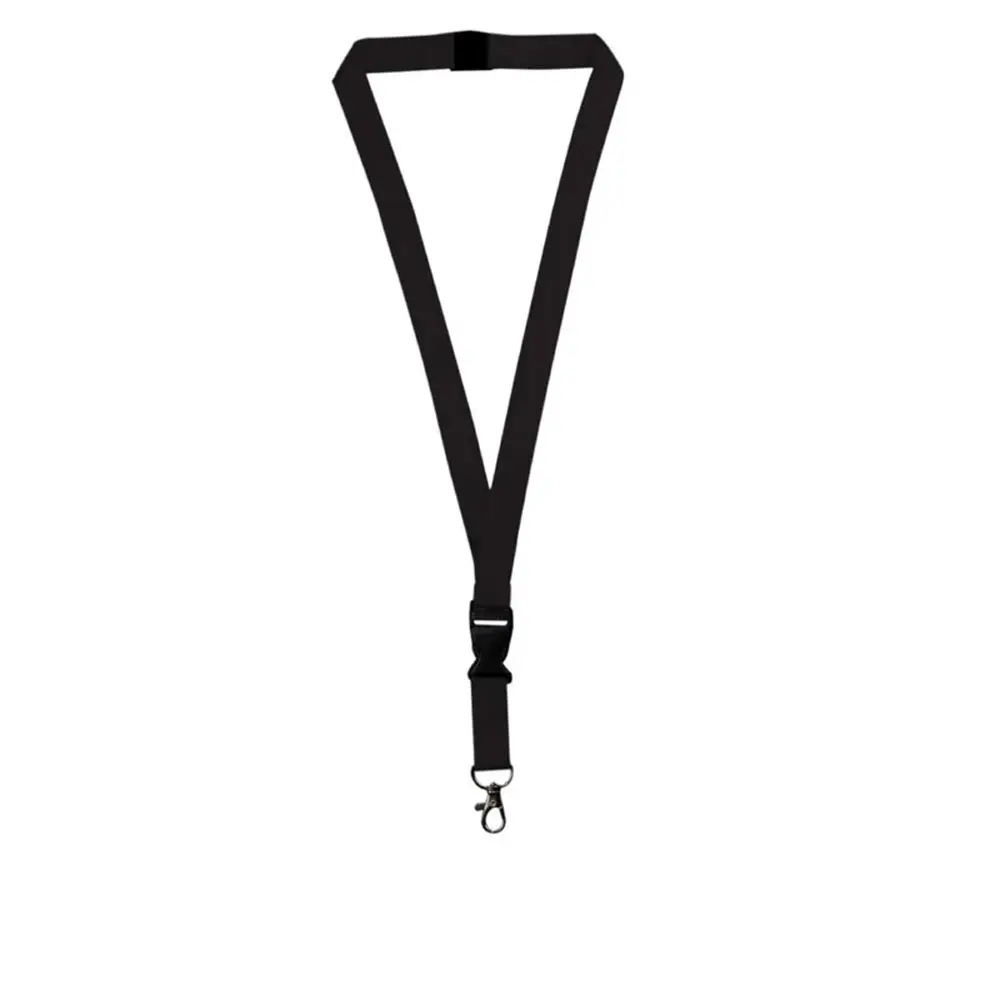 Lanyix | 11137BK Lanyard With Buckle Metal Hook And Safety Clip Black
