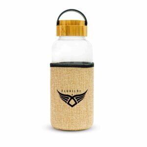 Quirx | 11469 Glass Bottle With Eco Sleeve and Bamboo Lid