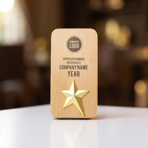 WODSTAR | 11602 Wooden Trophy with Gold Star