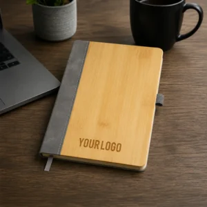 Ecovin | 11627GR Promotional PU Notebook with Bamboo Finish Gray