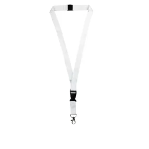 Lanyix | 11137WT Lanyard With Buckle Metal Hook And Safety Clip White