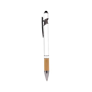 Unkox | 11505WT Metal Pen With Stylus and Bamboo Grip White