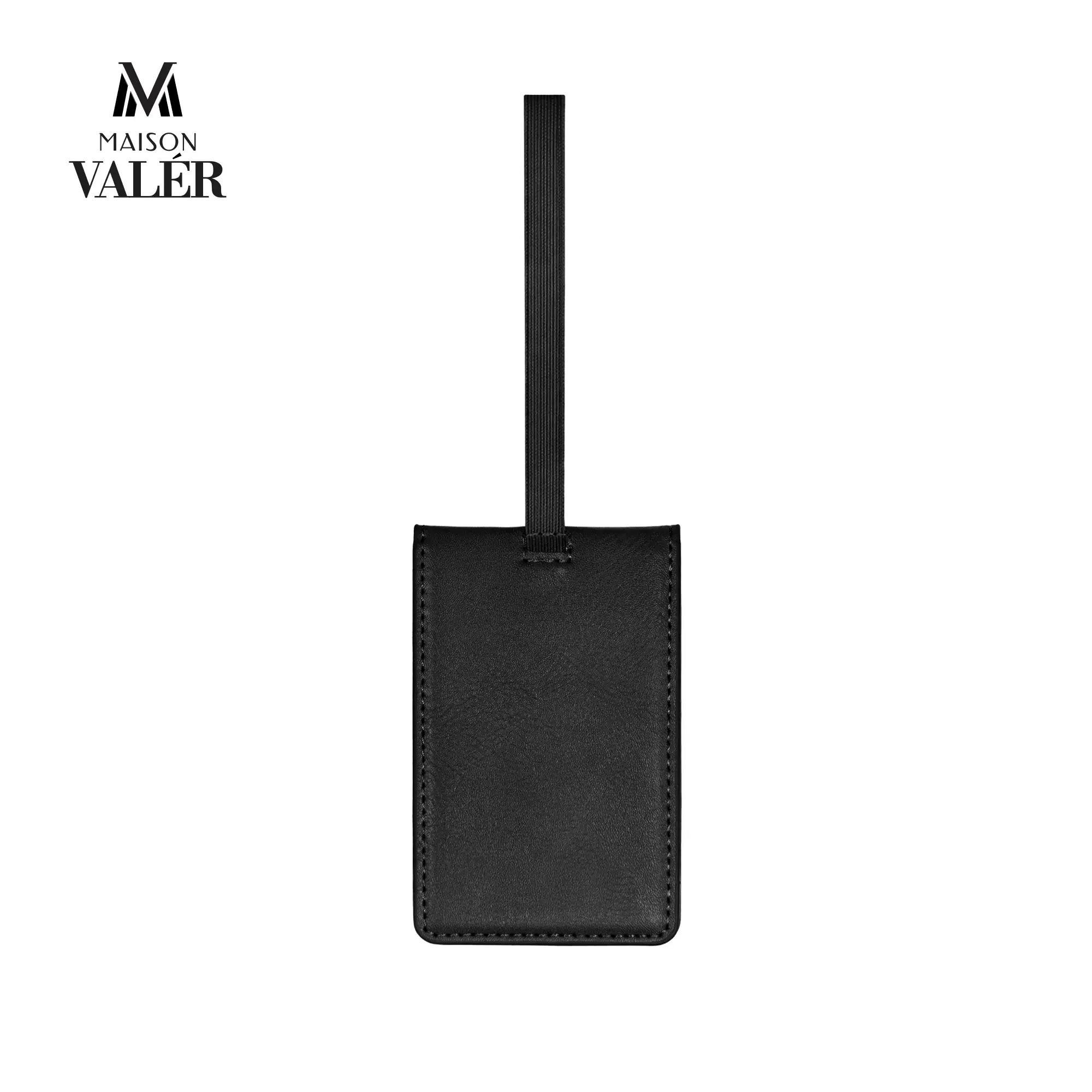 LETHEG | 11658BK Premium Leather Luggage Tag Black - Image 2