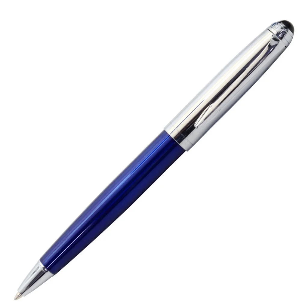 Business Gift Set-Domino Leather Covered Organizer and Libro Blue Chrome Pen - Image 2