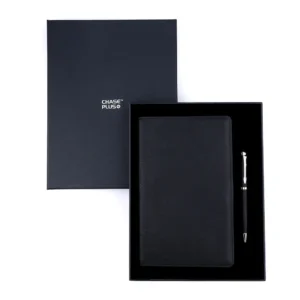 Business Gift Set-Domino Leather Covered Organizer and Libro Matt Black Pen